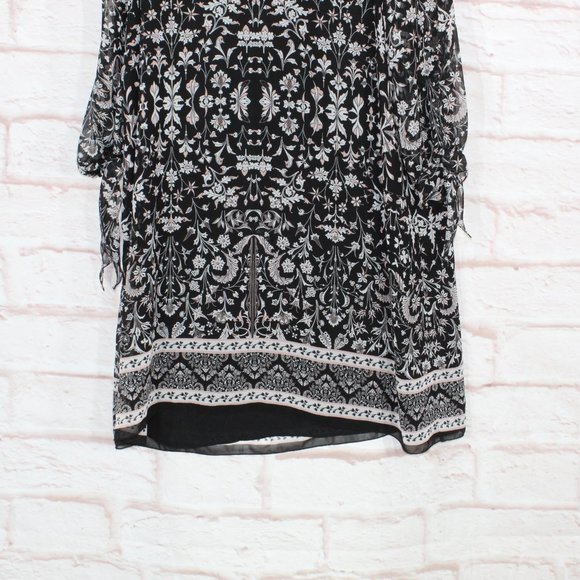 NEW Max Studio Black 100% Polyester Floral Cold Shoulder Sleeves Dress Size M - Picture 3 of 11